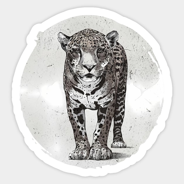 Jaguar in Abstract: Costa Rican Wildlife Art Sticker by Costa Rica Designs